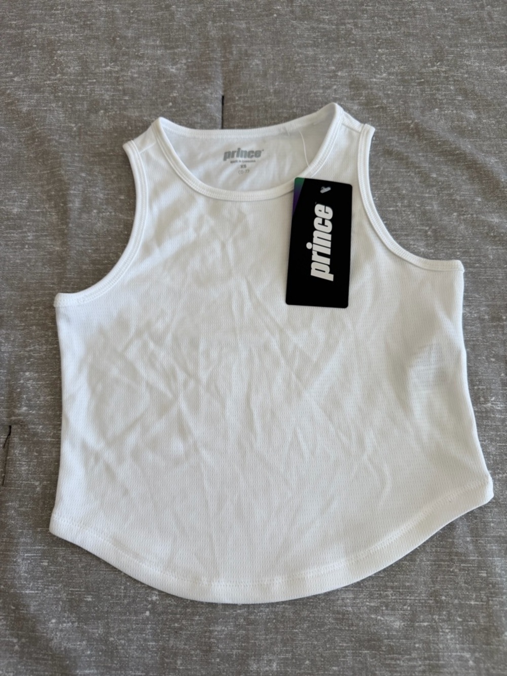 Prince White Ribbed Tank Top for girls.